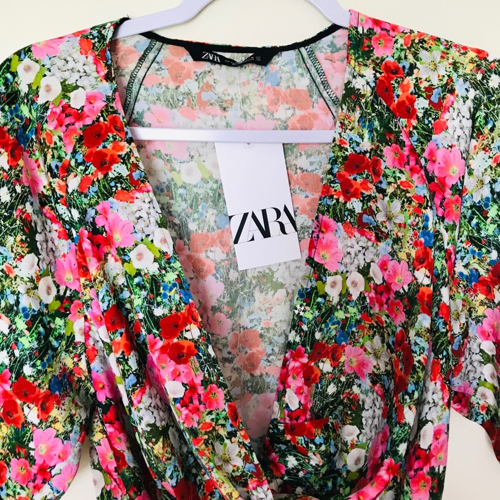 Zara Floral Print Mini Dress - Picture 2 of 15